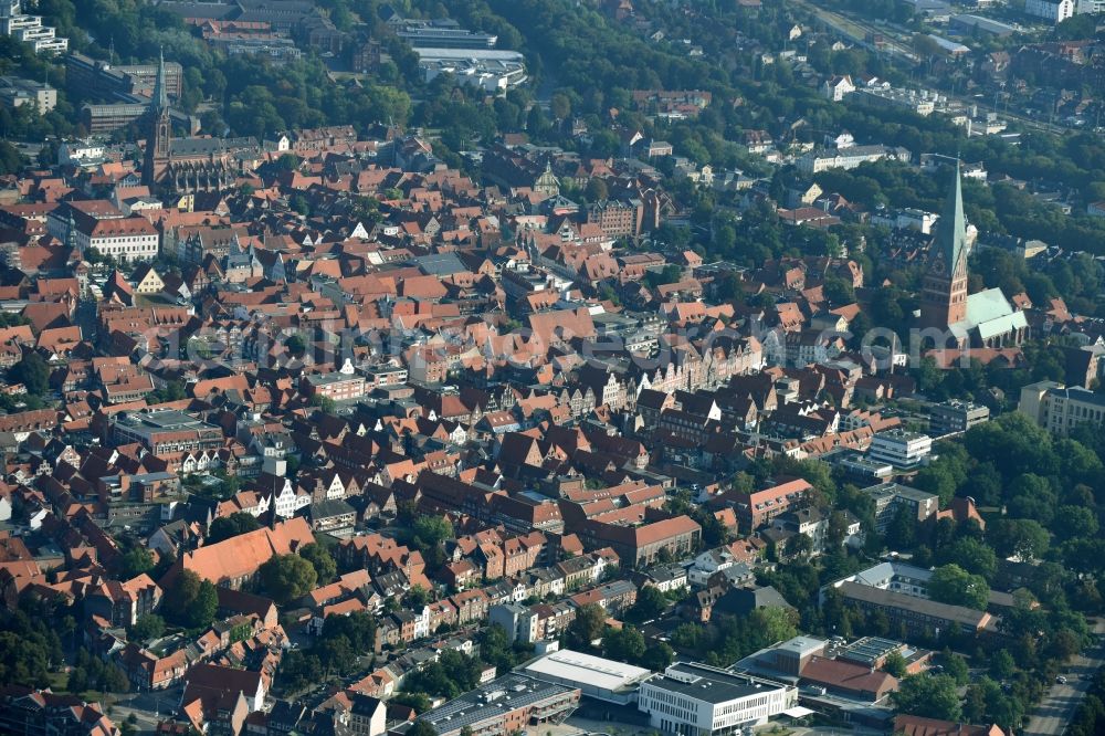 Aerial image Lüneburg - Old Town area and city center in Lueneburg in the state Lower Saxony