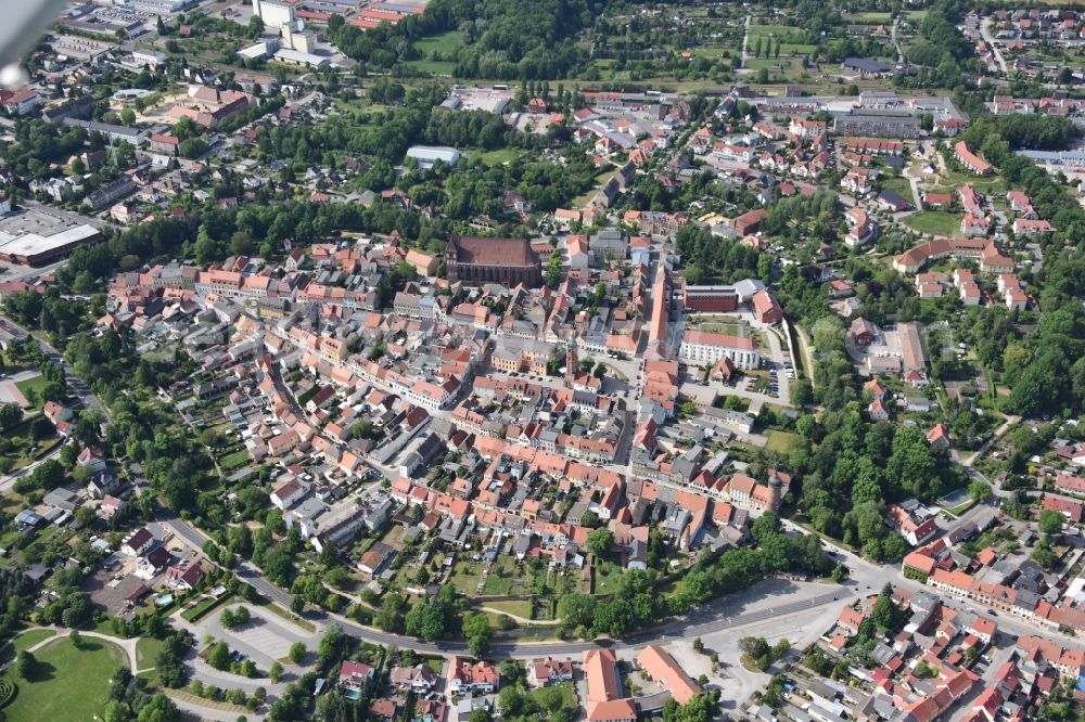 Aerial photograph Luckau - Old Town area and city center in Luckau in the state Brandenburg