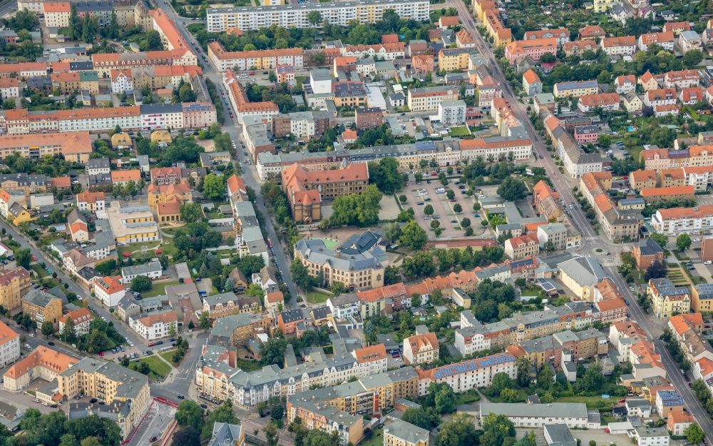 Aerial image Lutherstadt Wittenberg - Old Town area and city center in Lutherstadt Wittenberg in the state Saxony-Anhalt, Germany