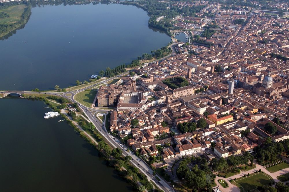 Mantua from above - Old Town area and city center in Mantua in Lombardy, Italy