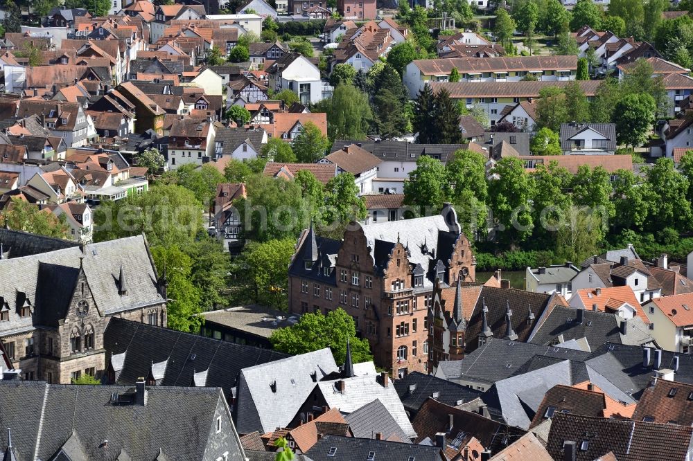 Marburg from above - Old Town area and city center in Marburg in the state Hesse, Germany
