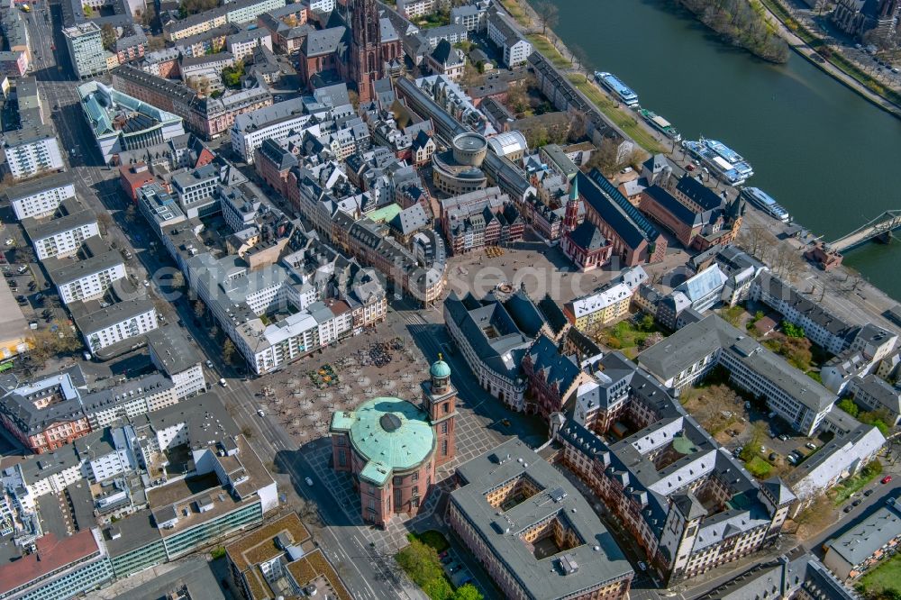 Aerial image Frankfurt am Main - Old Town area and city center on Markt in the district Altstadt in Frankfurt in the state Hesse, Germany
