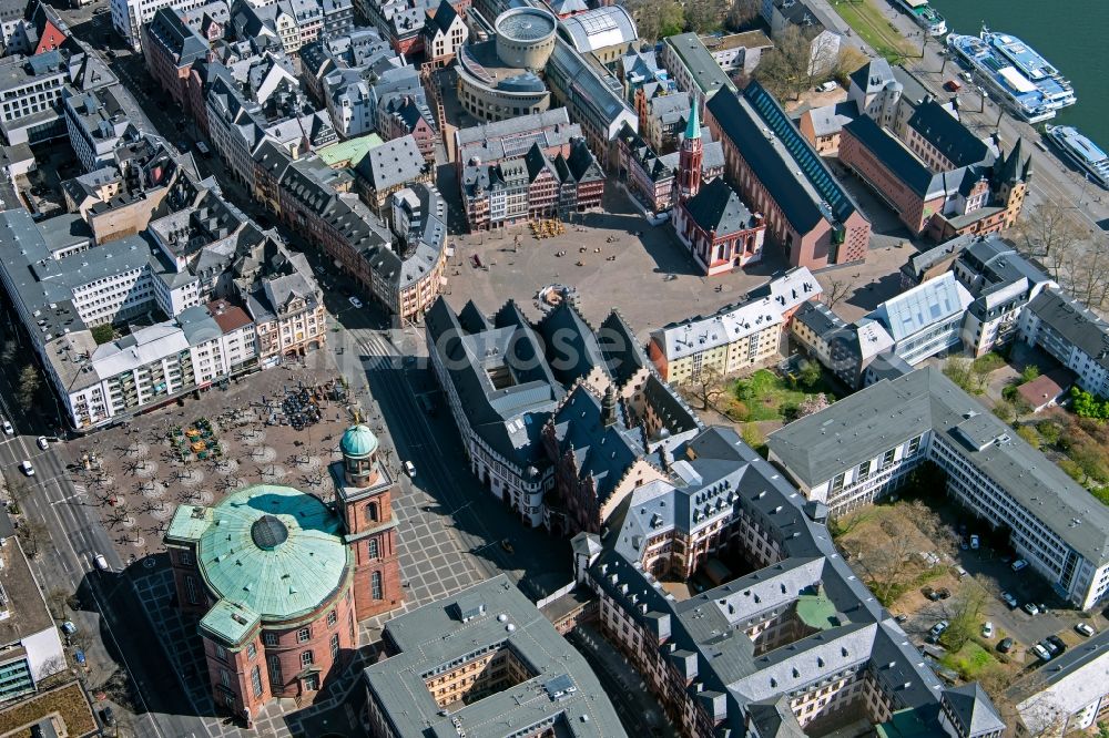 Aerial photograph Frankfurt am Main - Old Town area and city center on Markt in the district Altstadt in Frankfurt in the state Hesse, Germany