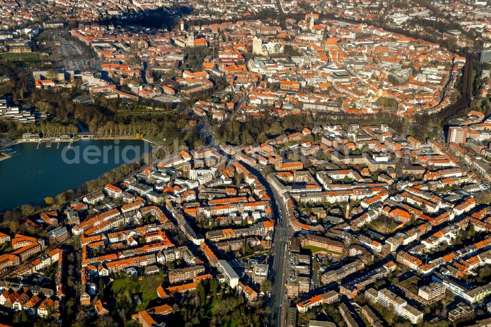Aerial image Münster - Old Town area and city center in Muenster in the state North Rhine-Westphalia, Germany