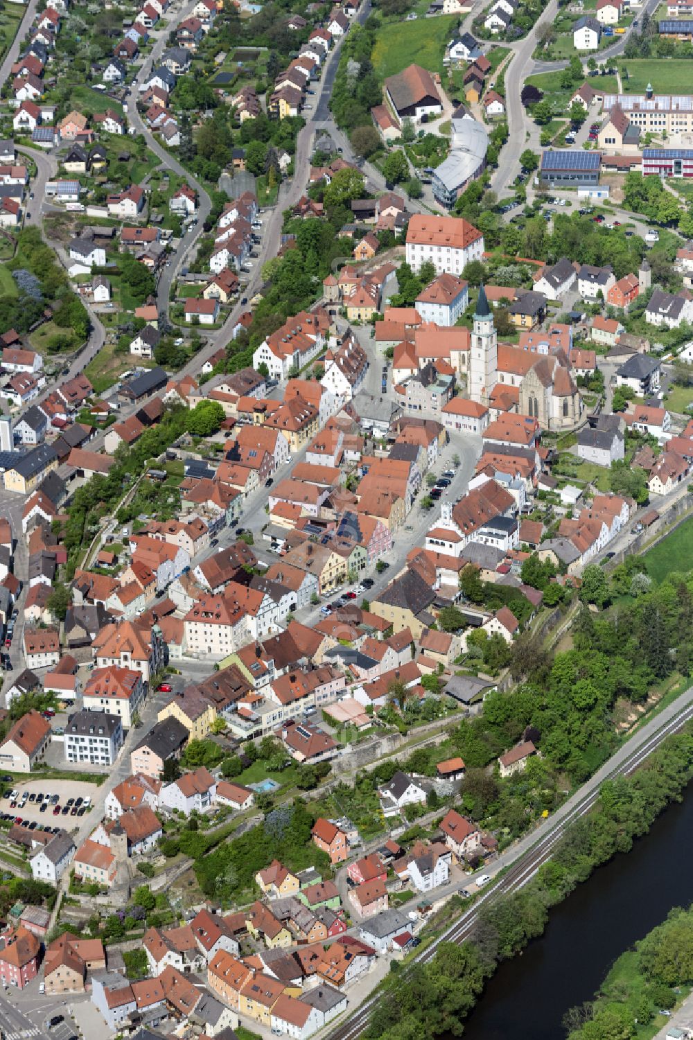 Aerial photograph Nabburg - Old Town area and city center in Nabburg in the state Bavaria, Germany
