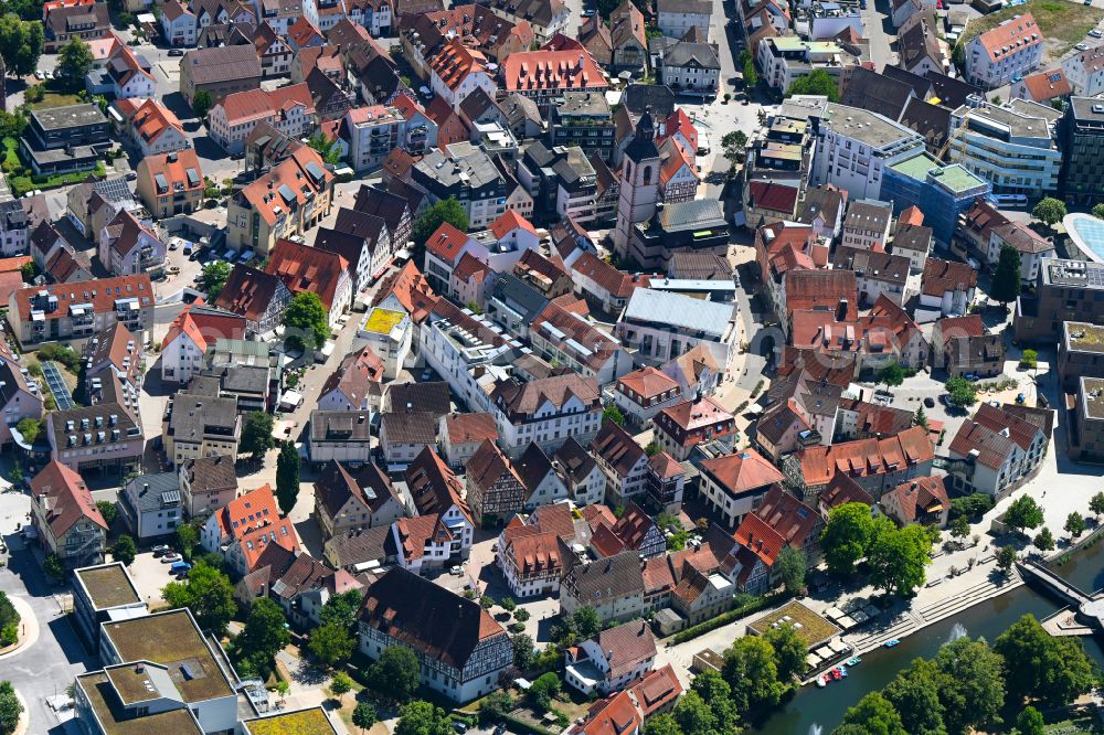 Nagold from the bird's eye view: Old Town area and city center in Nagold in the state Baden-Wuerttemberg, Germany