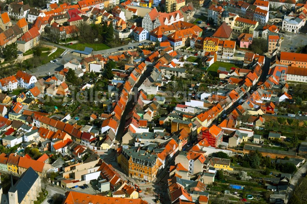 Naumburg (Saale) from the bird's eye view: Old Town area and city center in Naumburg (Saale) in the state Saxony-Anhalt, Germany