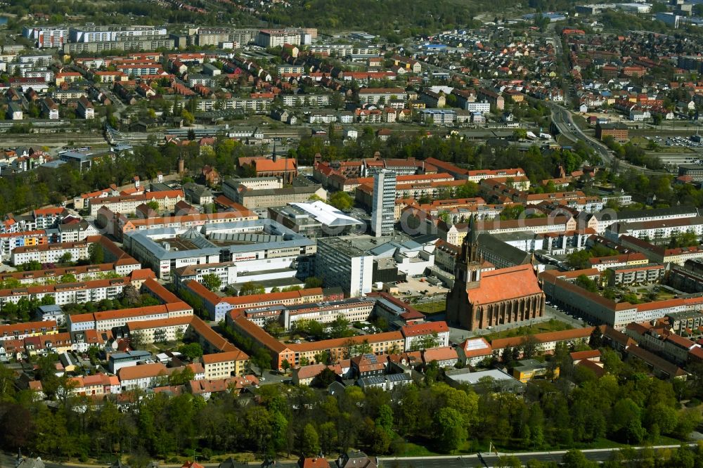 Aerial image Neubrandenburg - Old Town area and city center in Neubrandenburg in the state Mecklenburg - Western Pomerania, Germany