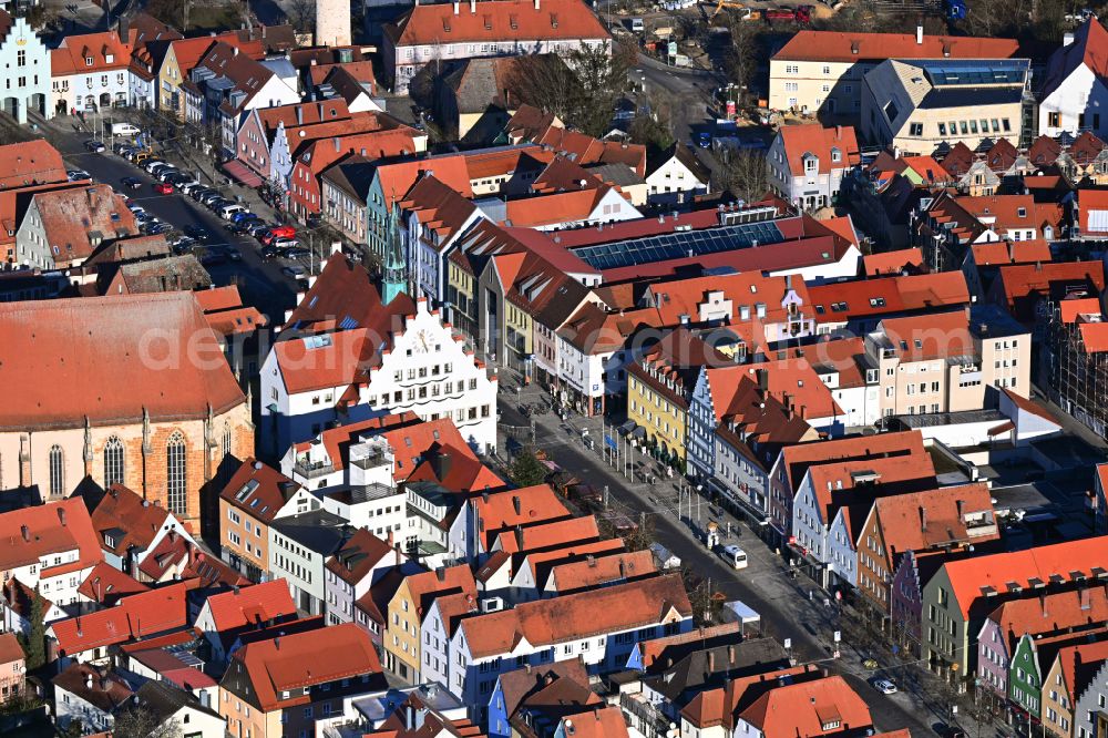 Aerial photograph Neumarkt in der Oberpfalz - old Town area and city center on street Obere Marktstrasse in Neumarkt in der Oberpfalz in the state Bavaria, Germany