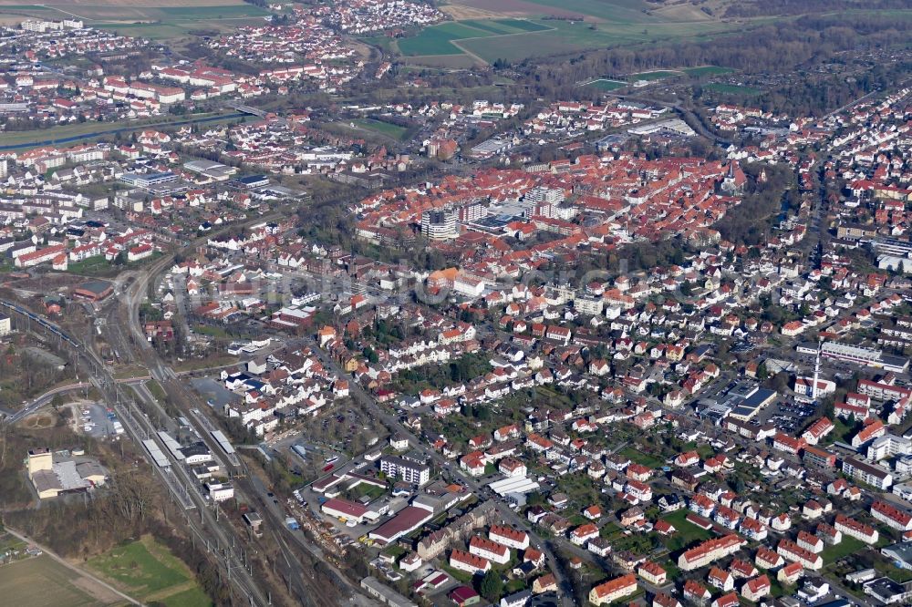 Northeim from the bird's eye view: Old Town area and city center in Northeim in the state Lower Saxony, Germany