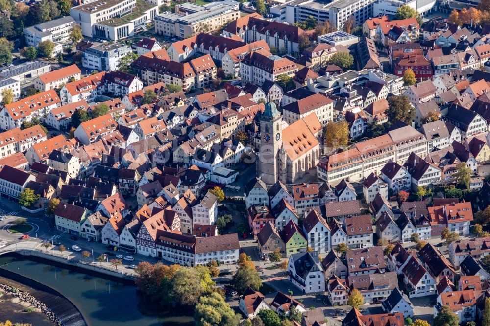 Aerial photograph Nürtingen - Old Town area and city center in Nuertingen in the state Baden-Wurttemberg, Germany