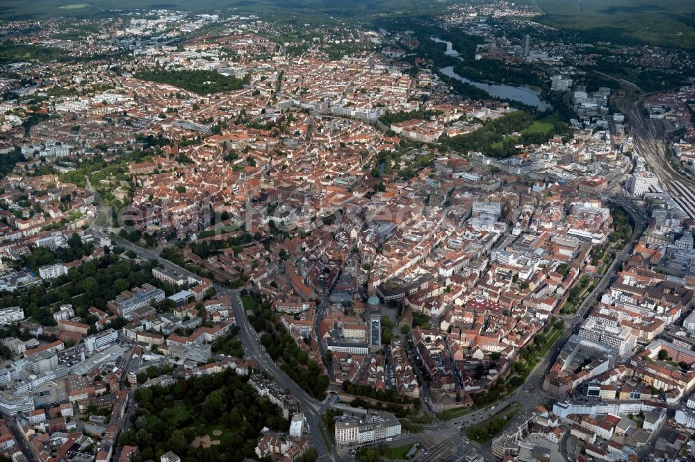 Aerial image Nürnberg - Old Town area and city center in Nuremberg in the state Bavaria, Germany