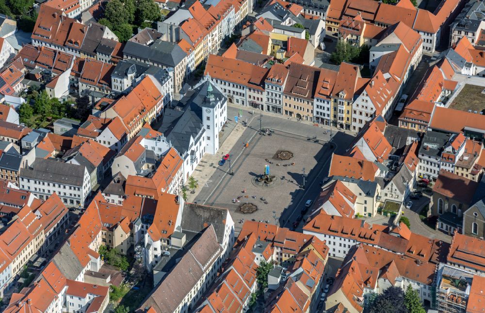 Aerial photograph Freiberg - Old Town area and city center in Freiberg in the state Saxony, Germany
