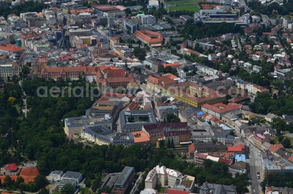 Aerial image Olomouc - Old Town area and city center in Olomouc in Olomoucky kraj, Czech Republic