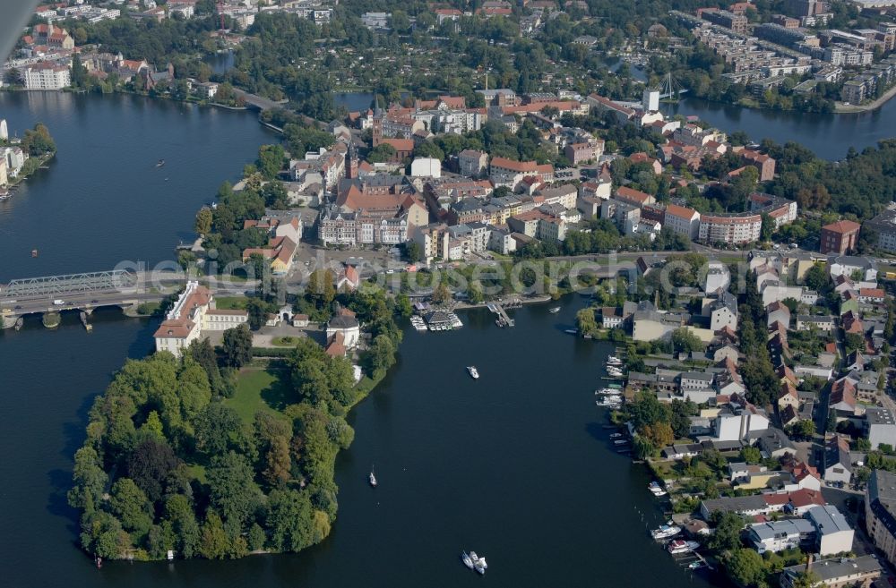 Aerial photograph Berlin - Old Town area and city center on river Dahme in the district Koepenick in Berlin, Germany