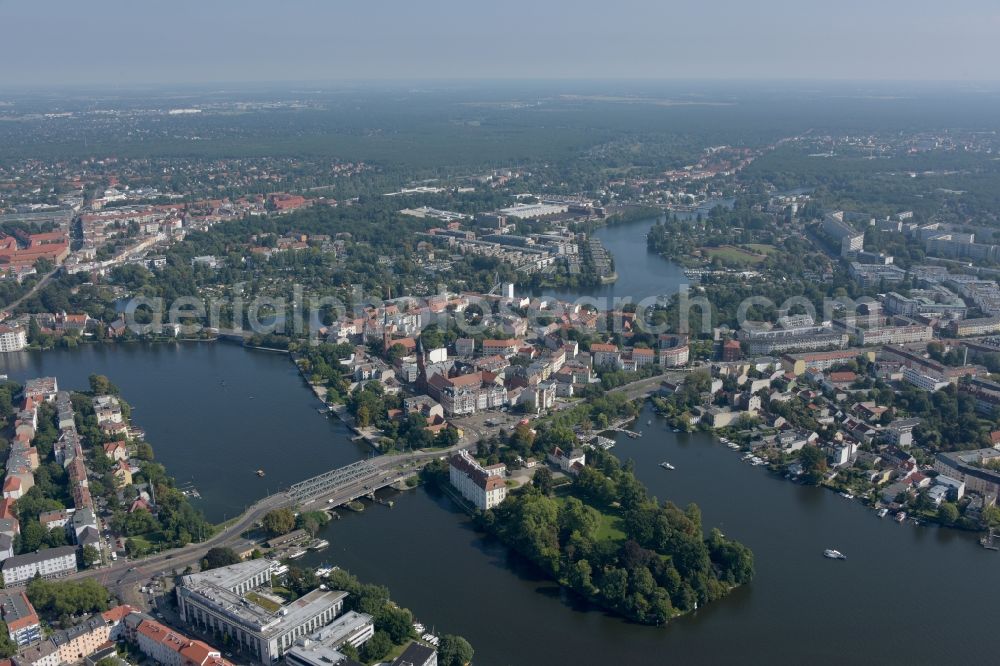 Aerial photograph Berlin - Old Town area and city center on river Dahme in the district Koepenick in Berlin, Germany