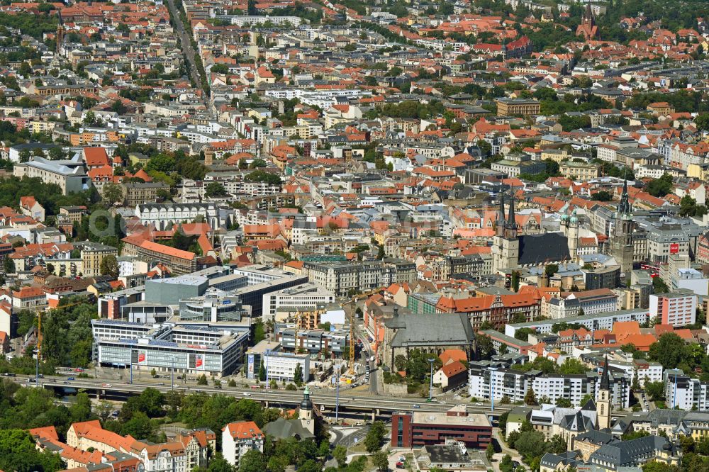Aerial photograph Halle (Saale) - Old Town area and city center in the district Mitte in Halle (Saale) in the state Saxony-Anhalt, Germany