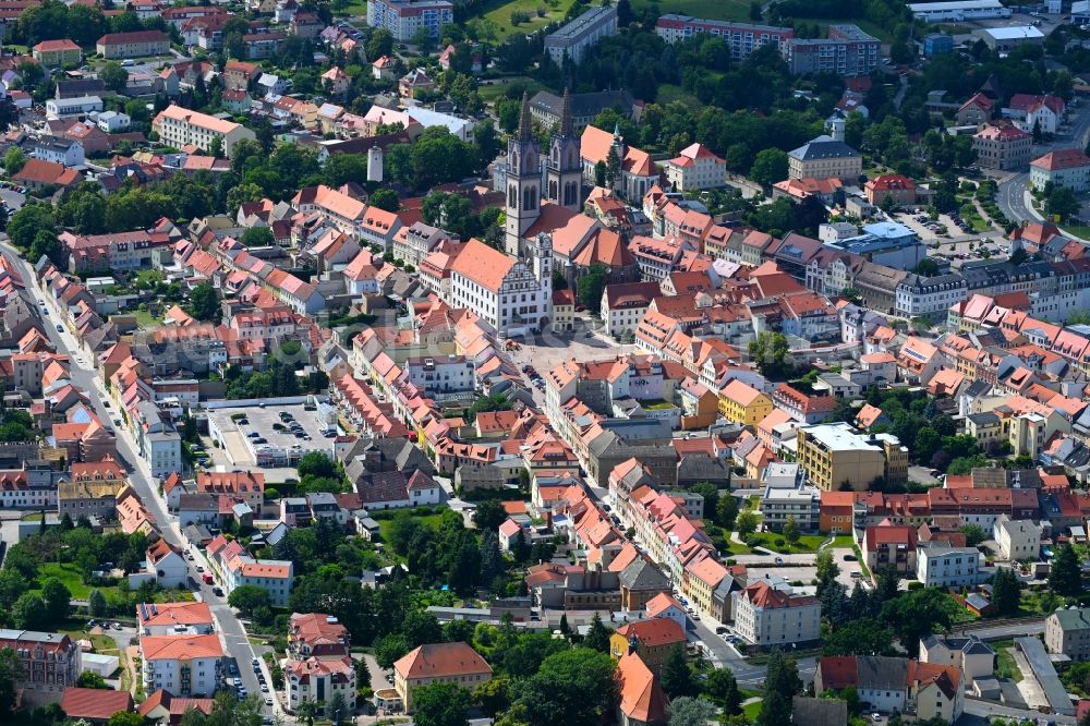 Aerial image Oschatz - Old Town area and city center in Oschatz in the state Saxony, Germany
