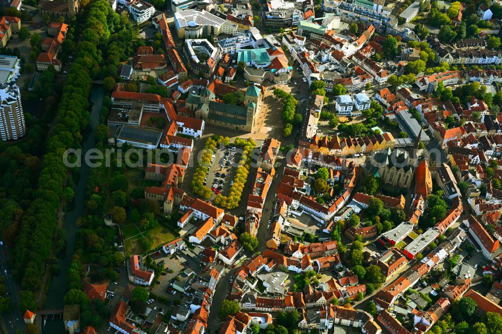 Osnabrück from above - Old Town area and city center in Osnabrueck in the state Lower Saxony, Germany