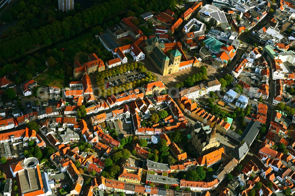 Osnabrück from the bird's eye view: Old Town area and city center in Osnabrueck in the state Lower Saxony, Germany