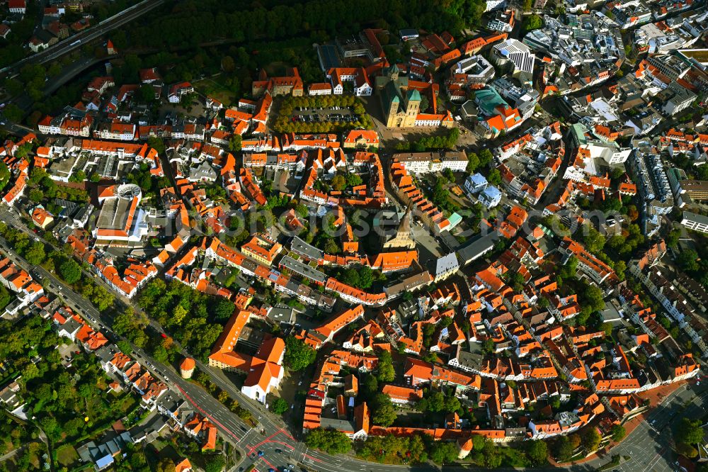 Aerial image Osnabrück - Old Town area and city center in Osnabrueck in the state Lower Saxony, Germany