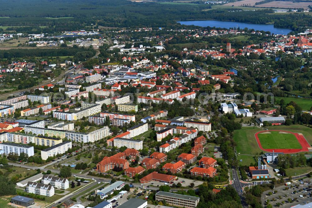 Parchim from the bird's eye view: Old Town area and city center in Parchim in the state Mecklenburg - Western Pomerania, Germany