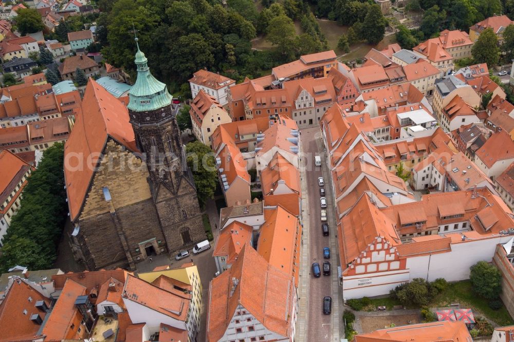 Pirna from the bird's eye view: Old Town area and city center in Pirna in the state Saxony, Germany