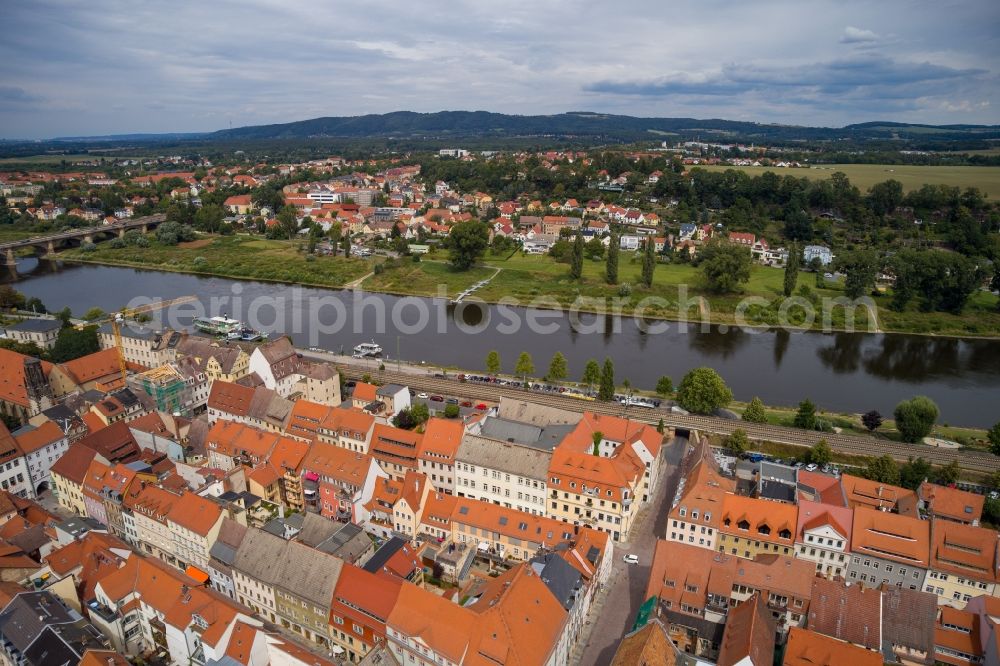 Aerial image Pirna - Old Town area and city center in Pirna in the state Saxony, Germany