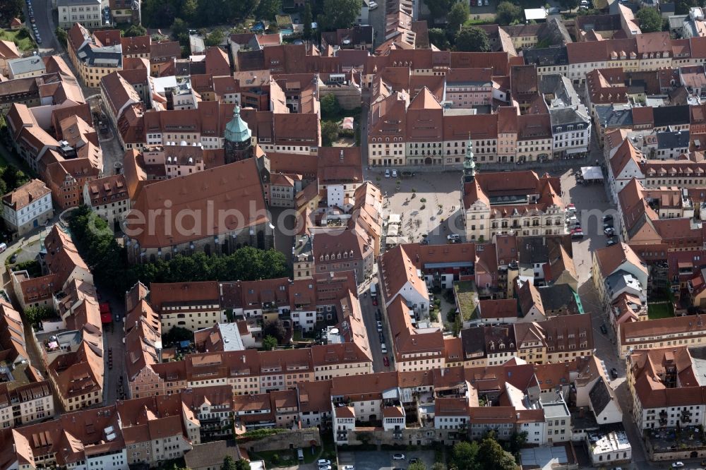 Pirna from above - Old Town area and city center in Pirna in the state Saxony, Germany