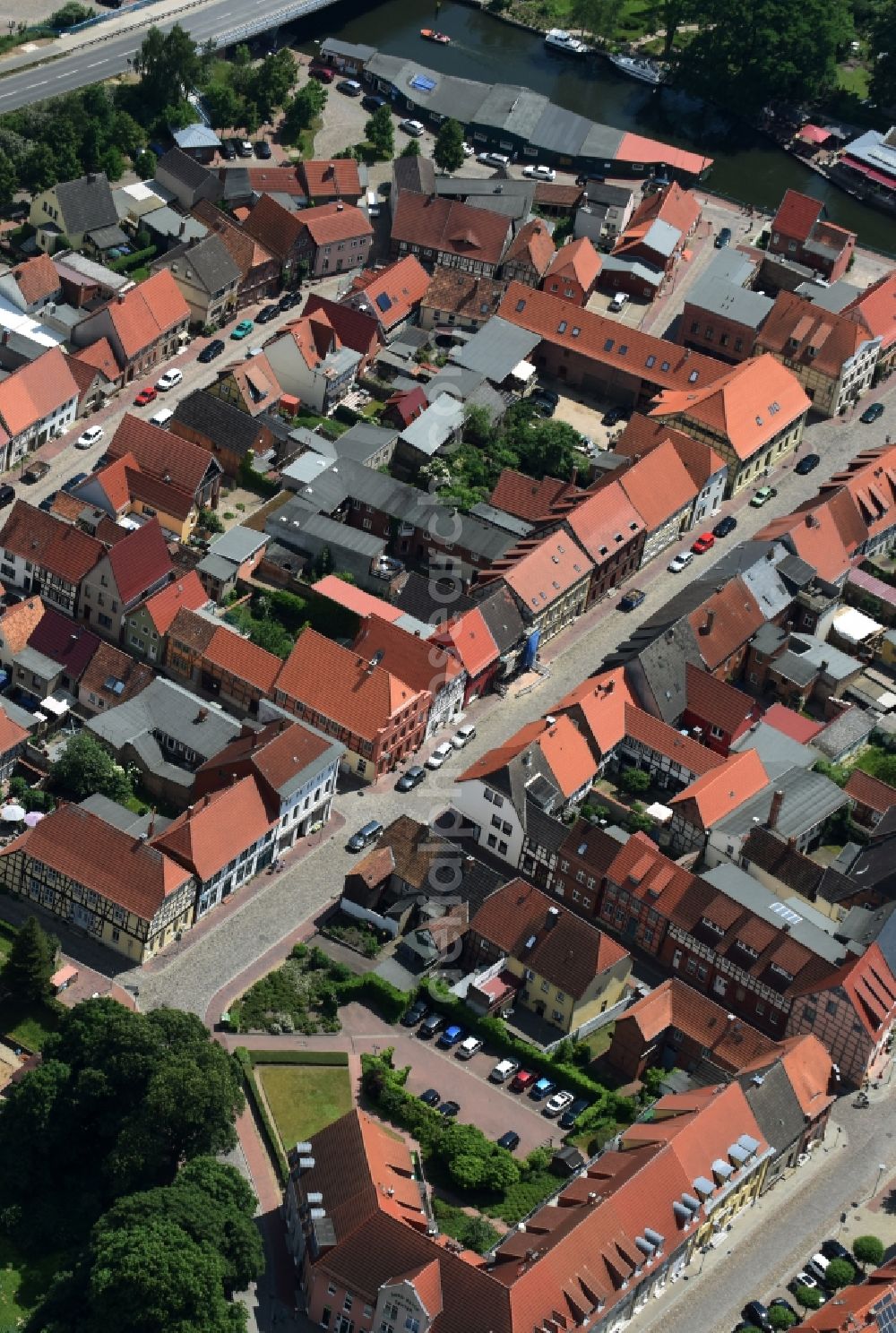 Plau am See from above - Old Town area and city center in Plau am See in the state Mecklenburg - Western Pomerania