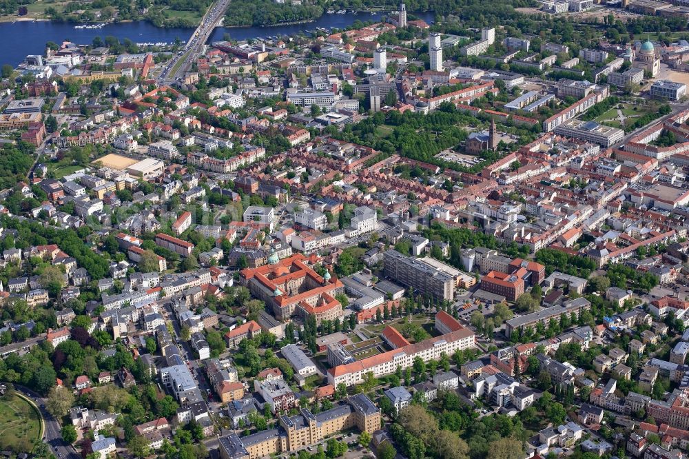 Potsdam from the bird's eye view: Old Town area and city center in Potsdam in the state Brandenburg, Germany