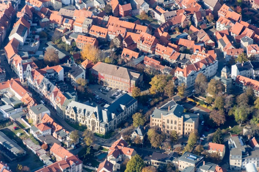 Aerial image Quedlinburg - Old Town area and city center in Quedlinburg in the state Saxony-Anhalt, Germany