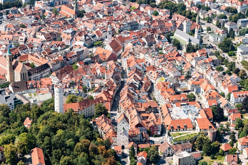 Ravensburg from above - Old Town area and city center in Ravensburg in the state Baden-Wurttemberg, Germany
