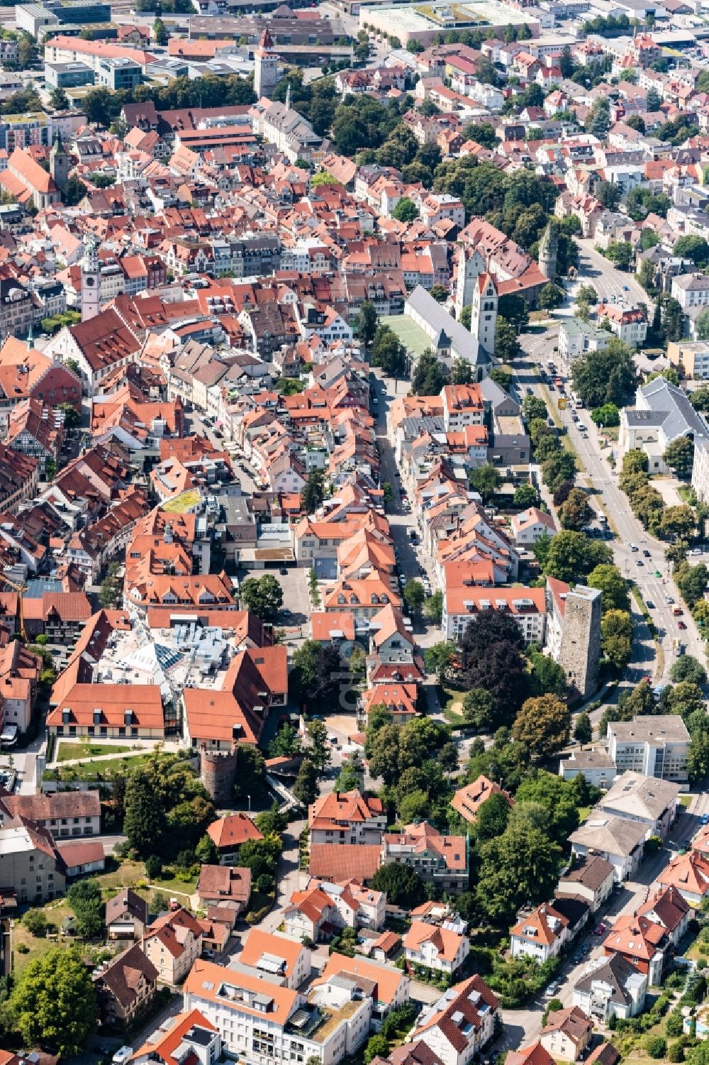 Aerial image Ravensburg - Old Town area and city center in Ravensburg in the state Baden-Wurttemberg, Germany