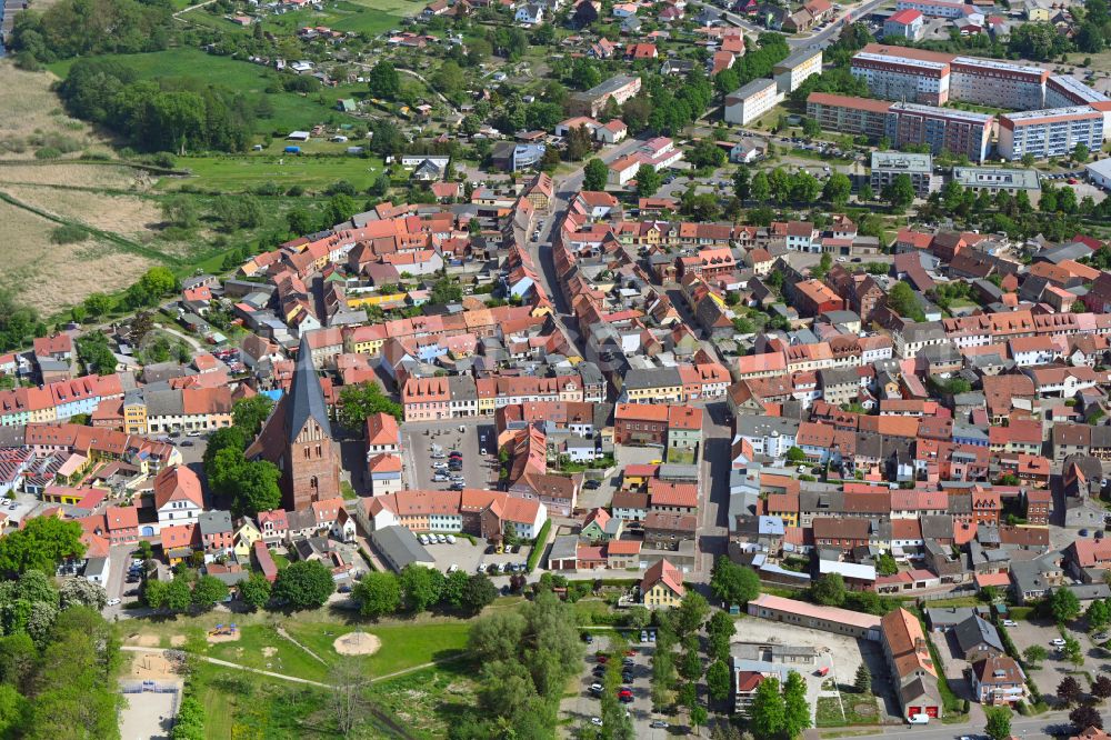 Röbel/Müritz from above - Old Town area and city center in Roebel/Mueritz in the state Mecklenburg - Western Pomerania, Germany