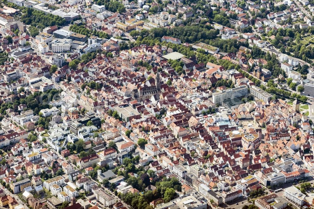 Reutlingen from above - Old Town area and city center in Reutlingen in the state Baden-Wurttemberg, Germany