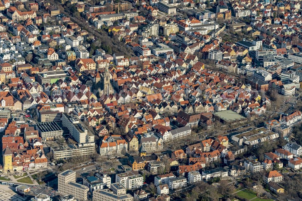 Aerial photograph Reutlingen - Old Town area and city center in Reutlingen in the state Baden-Wurttemberg, Germany