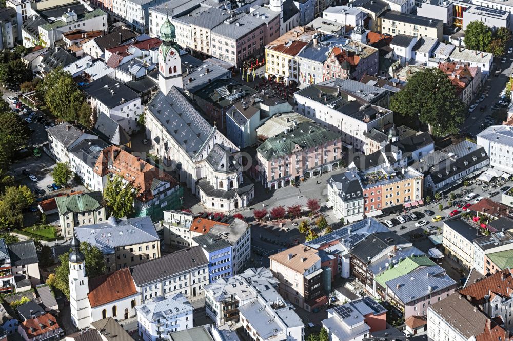 Aerial photograph Rosenheim - Old Town area and city center in Rosenheim in the state Bavaria, Germany