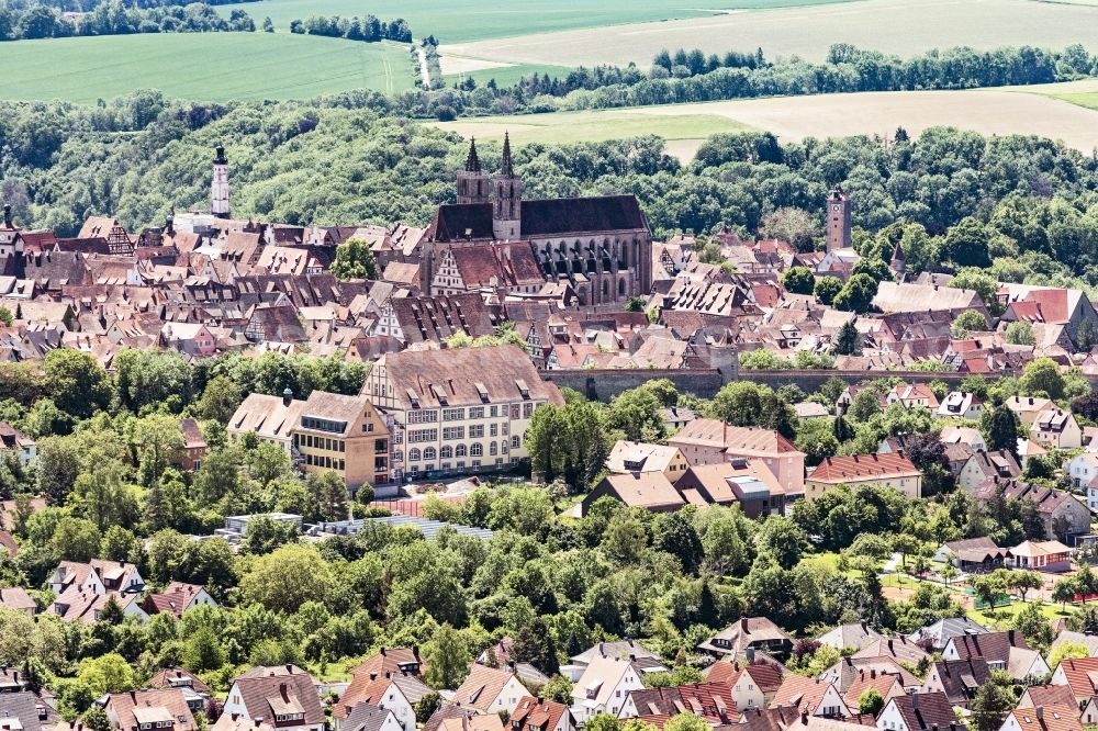 Rothenburg ob der Tauber from above - Old Town area and city center in Rothenburg ob der Tauber in the state Bavaria, Germany