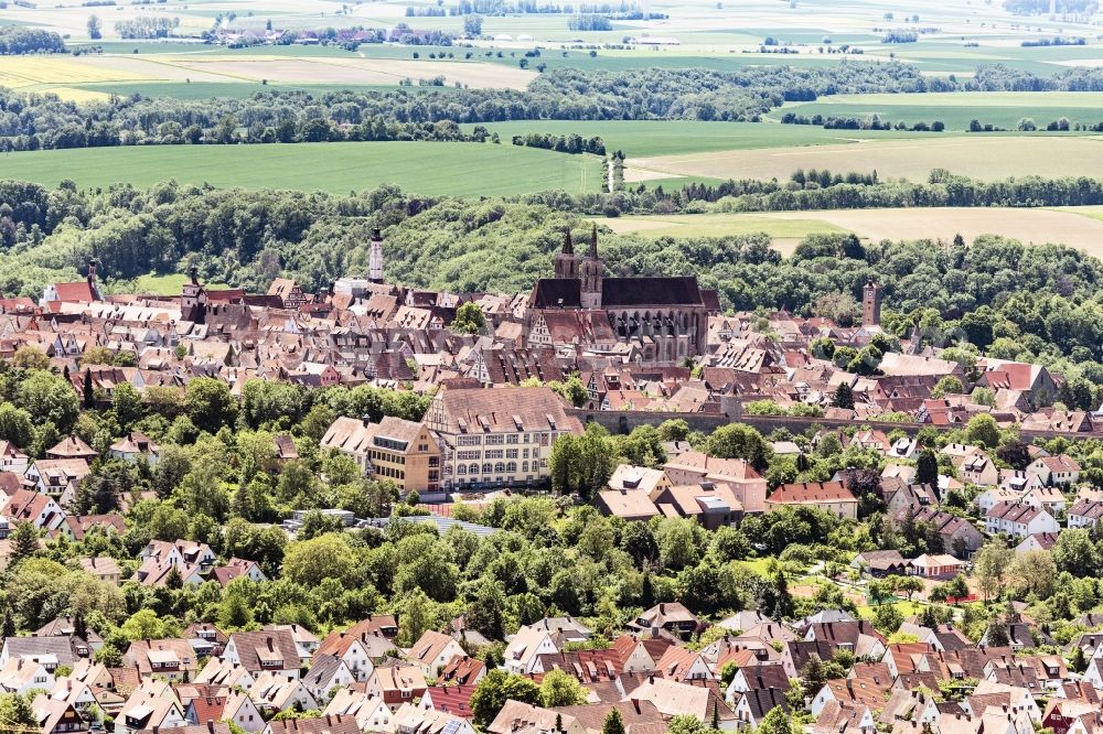 Rothenburg ob der Tauber from the bird's eye view: Old Town area and city center in Rothenburg ob der Tauber in the state Bavaria, Germany