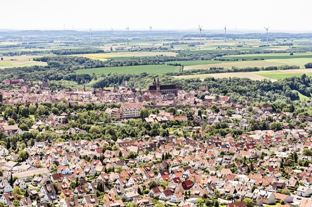Aerial image Rothenburg ob der Tauber - Old Town area and city center in Rothenburg ob der Tauber in the state Bavaria, Germany