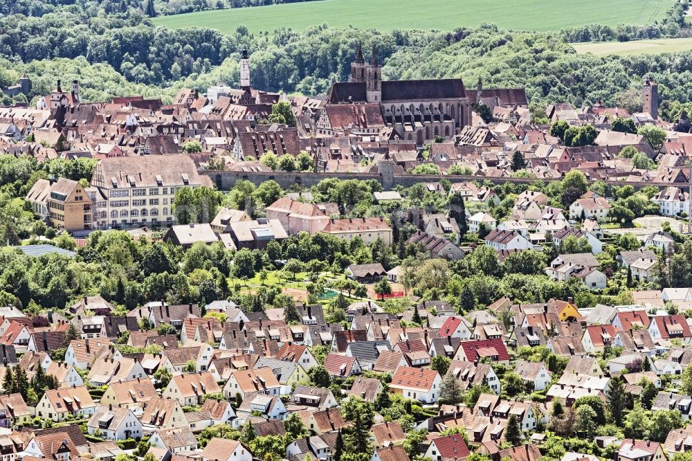 Aerial photograph Rothenburg ob der Tauber - Old Town area and city center in Rothenburg ob der Tauber in the state Bavaria, Germany