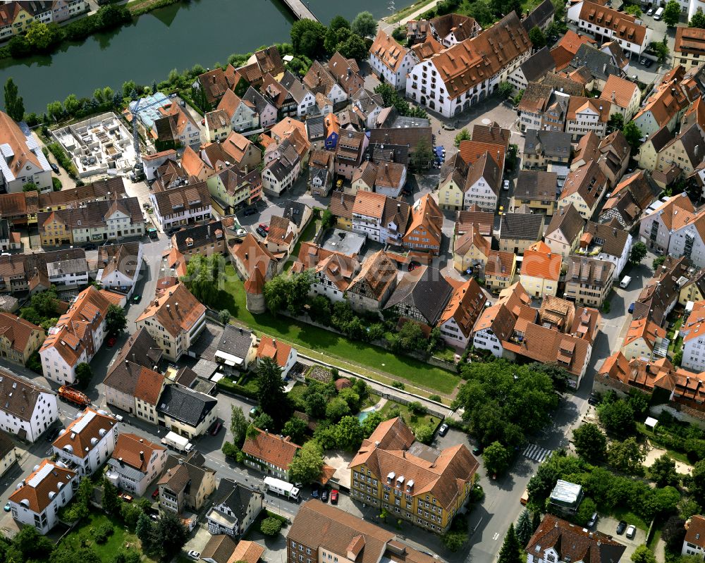 Rottenburg am Neckar from above - Old Town area and city center in Rottenburg am Neckar in the state Baden-Wuerttemberg, Germany