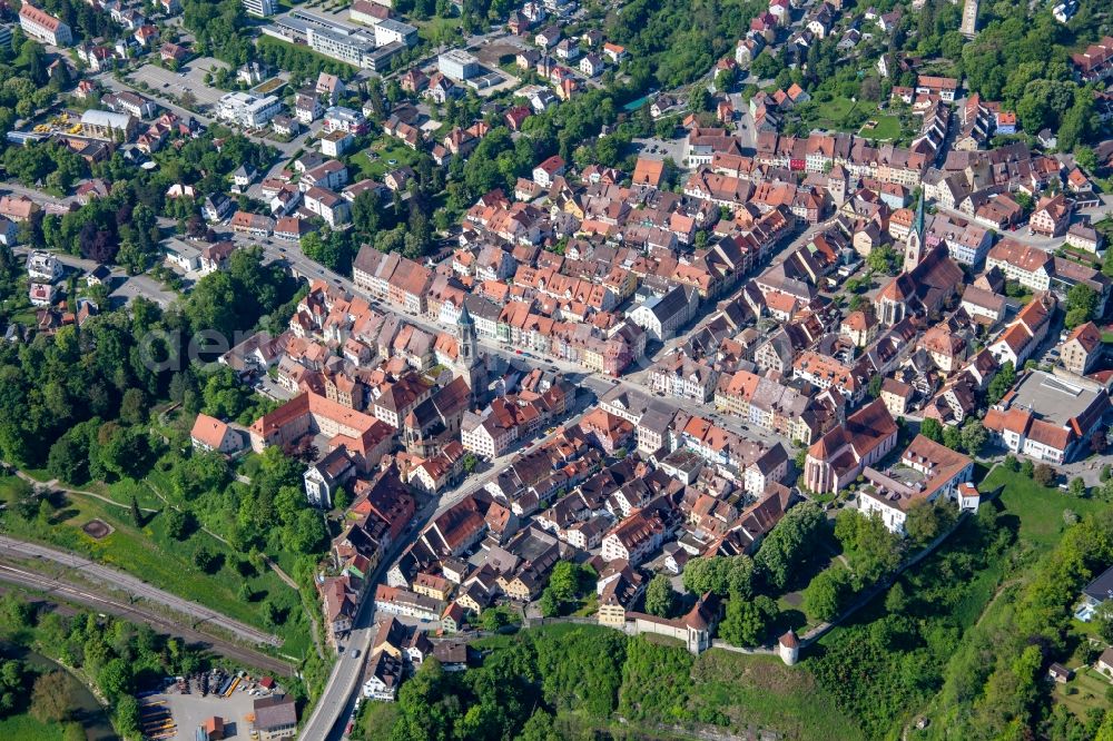 Aerial photograph Rottweil - Old Town area and city center in Rottweil in the state Baden-Wurttemberg