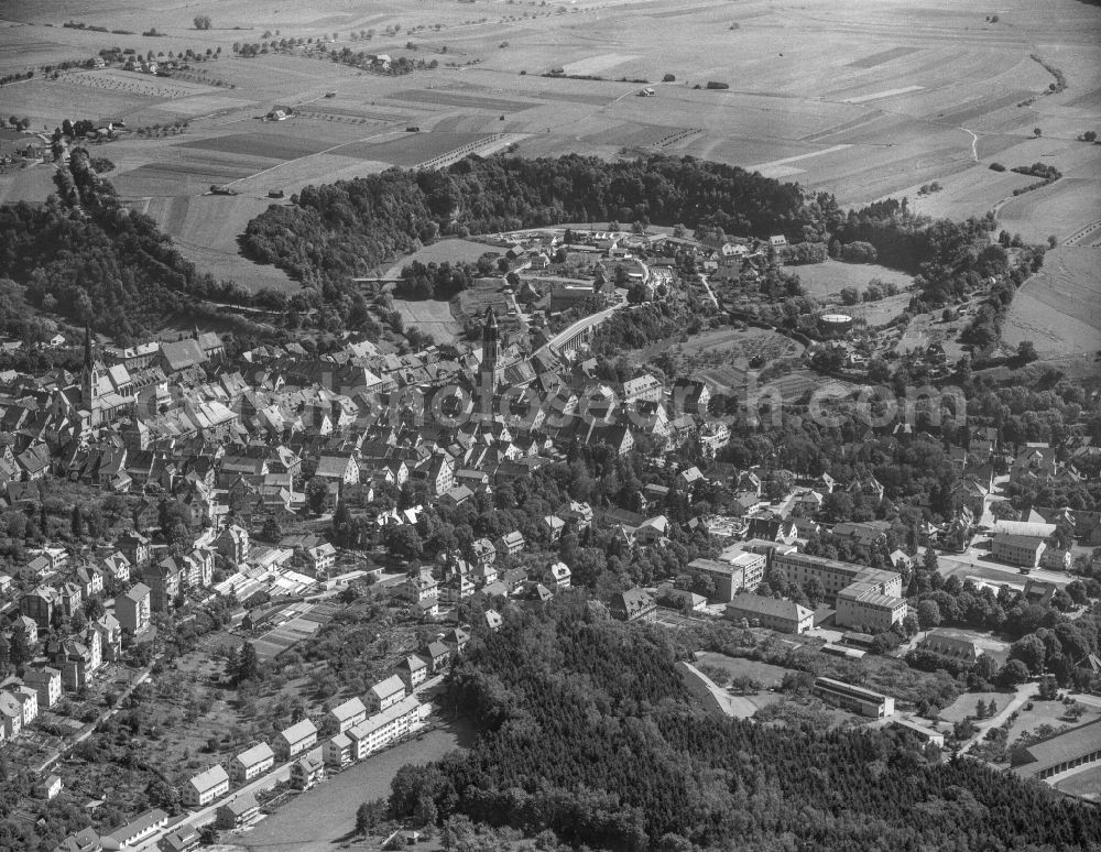 Aerial image Rottweil - Old Town area and city center in Rottweil in the state Baden-Wurttemberg