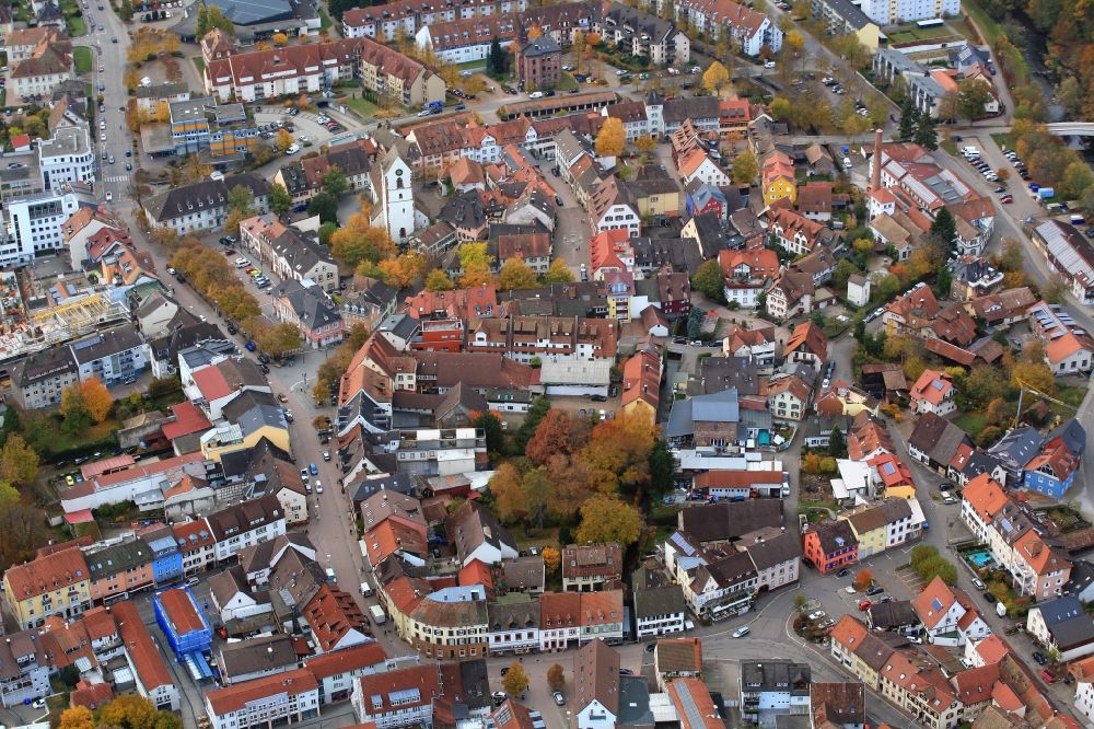 Aerial photograph Schopfheim - Old Town area and city center in Schopfheim in the state Baden-Wuerttemberg, Germany