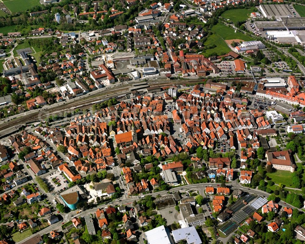 Schorndorf from the bird's eye view: Old Town area and city center in Schorndorf in the state Baden-Wuerttemberg, Germany