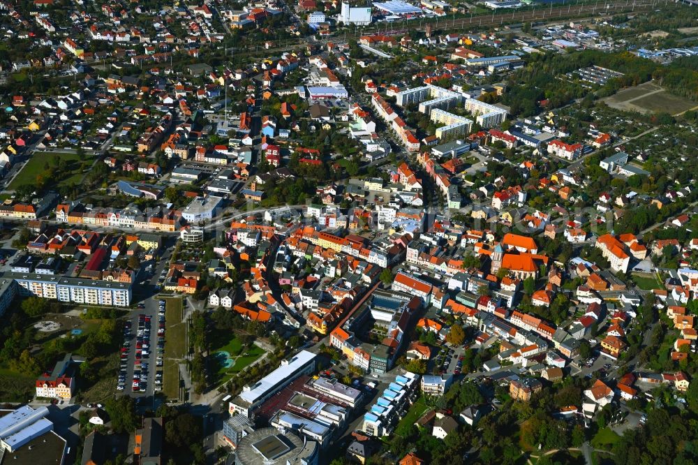 Aerial image Senftenberg - Old Town area and city center in Senftenberg in the state Brandenburg, Germany