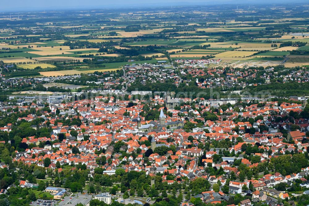 Soest from above - Old Town area and city center in Soest in the state North Rhine-Westphalia, Germany