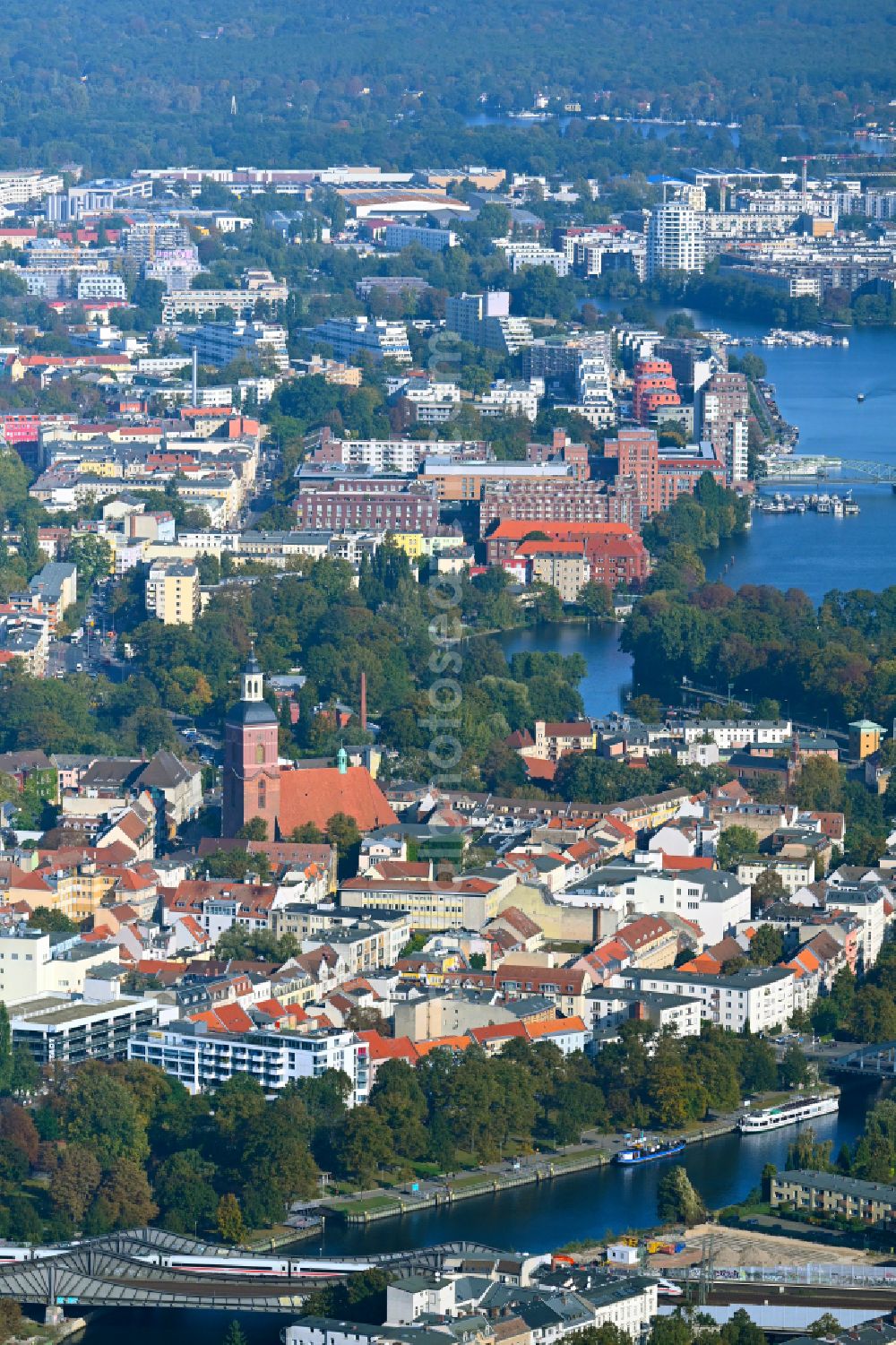 Berlin from above - Old Town area and city center Spandau in the district Spandau in Berlin, Germany